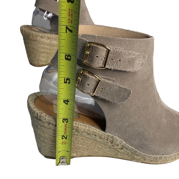 KANNA Women's Sz 39 / 8 Beige Brown Suede Ankle Strap Wedge Espadrille Sandals - Picture 15 of 15